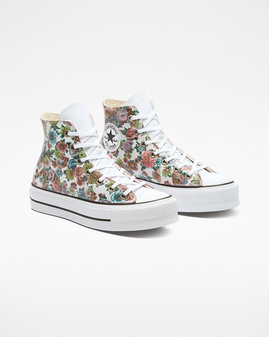 Dámské Boty Na Platformy Converse Chuck Taylor All Star Lift LTD Floral Vysoké Kytičkované | CZ ZHIR14